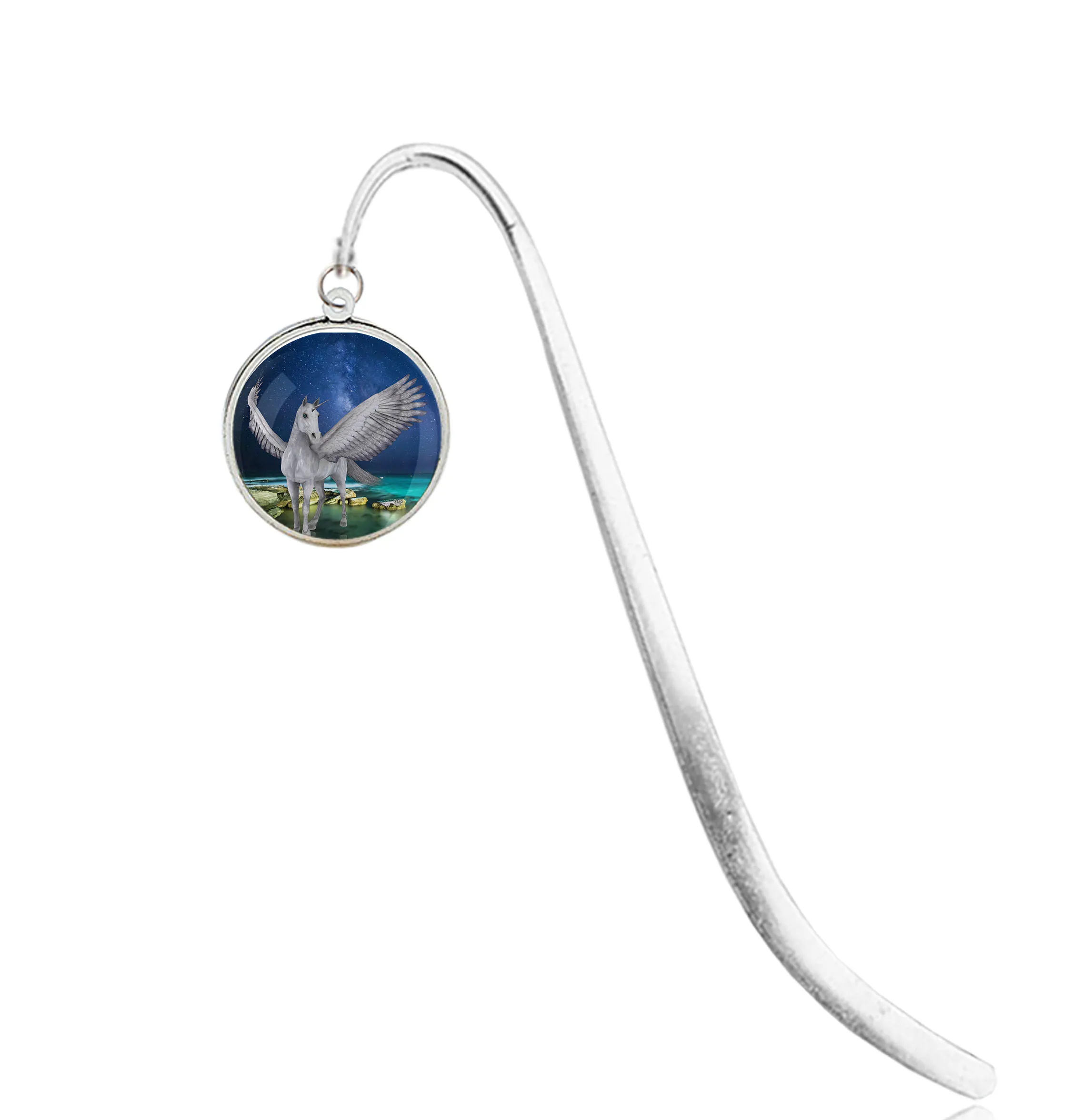 Unicorn Bookmark Metal Clip Horse Pendant Crystal Glass Stainless Steel Unicorn Stationery For Book Reader Binder Index Dividers