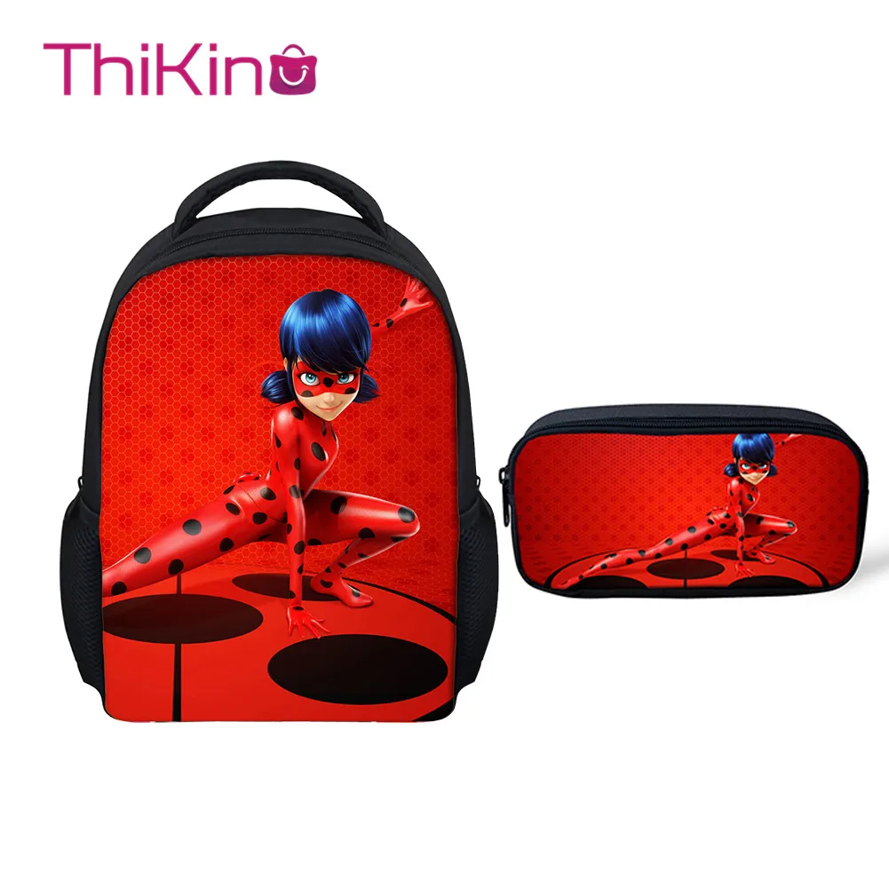 

Thikin Ladybug for Girls Preschool Book Backpack for Kids Pupil's School bags School Supplies Boys Bookbags Students Daybag