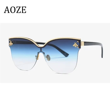 

AOZE Fashion Rimless Sunglasses Women Brand Fashion Cat Eye Sun Glasses For Women Eyewear UV400 Goggles Ladies Shades Gafas