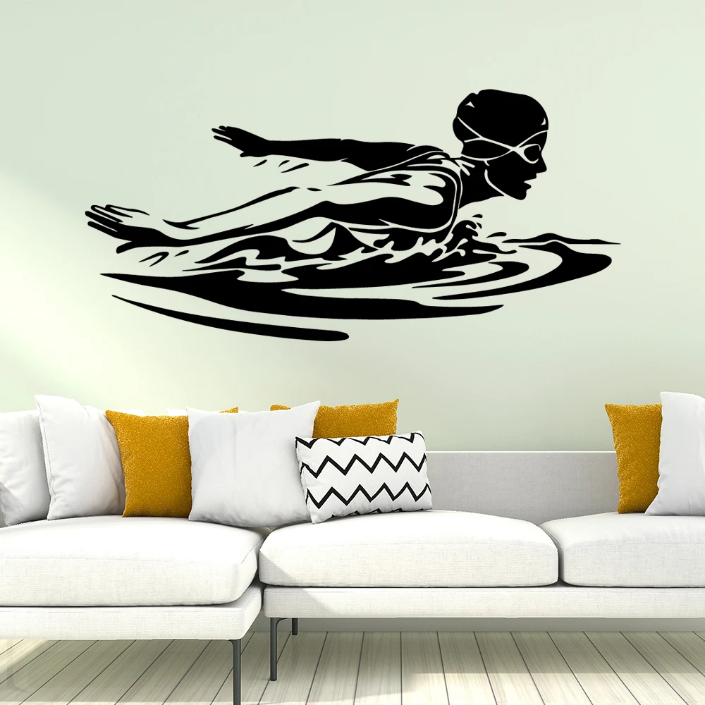 

Removable swimming Wall Art Decal Wall Stickers Pvc Material Removable Vinyl Mural Wallpaper Background Wall Art Decal