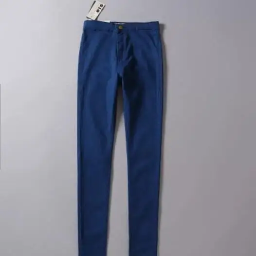 MYDC, высокая талия, Ретро стиль, полная длина, обтягивающие, одноцветные, карандаш, джинсовые штаны,, новые модные женские джинсы - Цвет: blue1