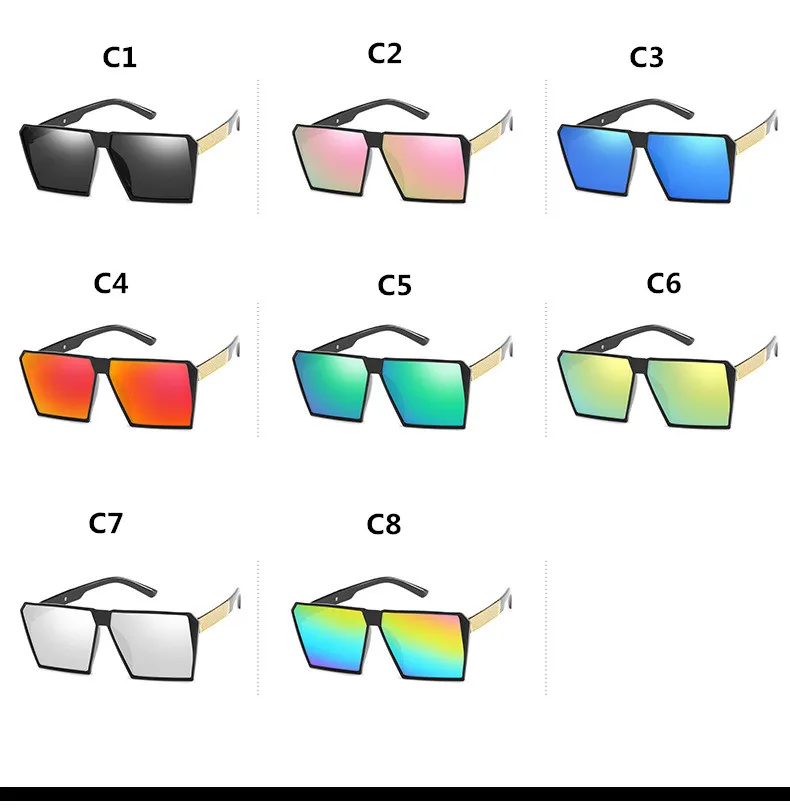 Квадратные Солнцезащитные очки больших размеров, новинка, светоотражающие солнцезащитные очки для мужчин и женщин, дизайнерские Роскошные модные женские солнцезащитные очки Gafas Oculos de sol