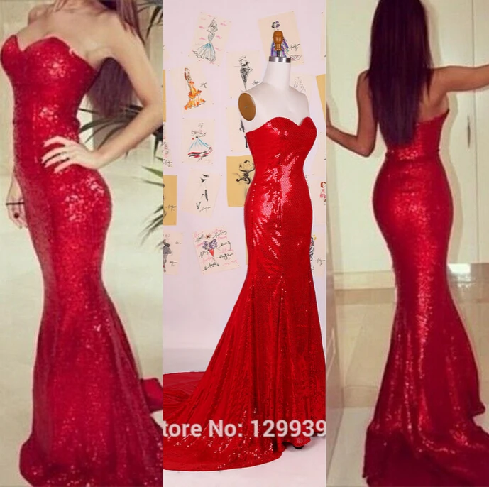 Real Photos Sexy Red Mermaid Prom Dresses Under 100 Robe de Soiree