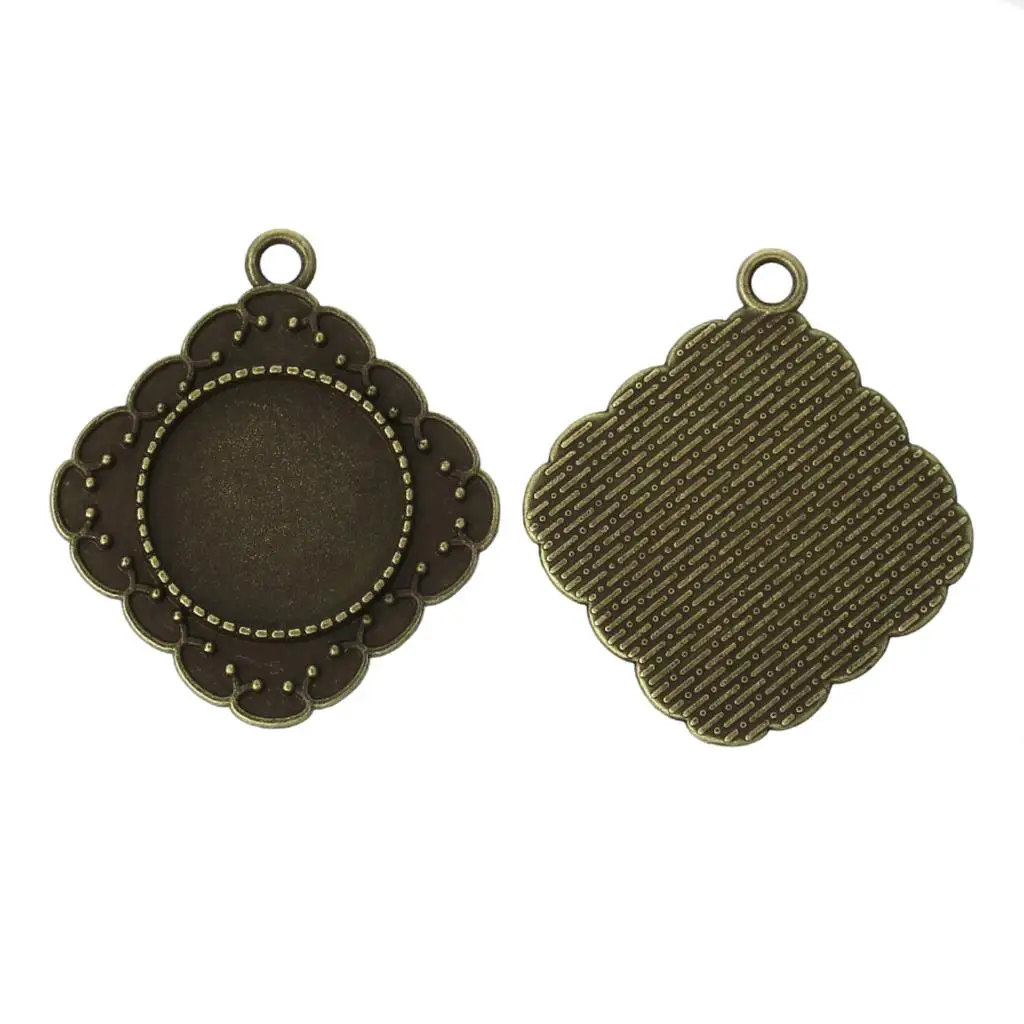 

DoreenBeads Zinc metal alloy Charm Pendants Rhombus Antique Bronze Cabochon Settings(Fits 20mm)4cm(1 5/8")x 3.5cm(1 3/8"),2 PCs