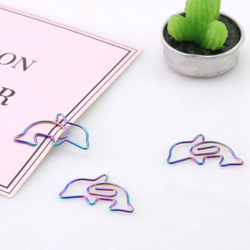 

6pcs/pack Dolphin & Mermaid Shape Paper Clip Binder Clip for Office School Paper Organizer Decorative Metal Clips