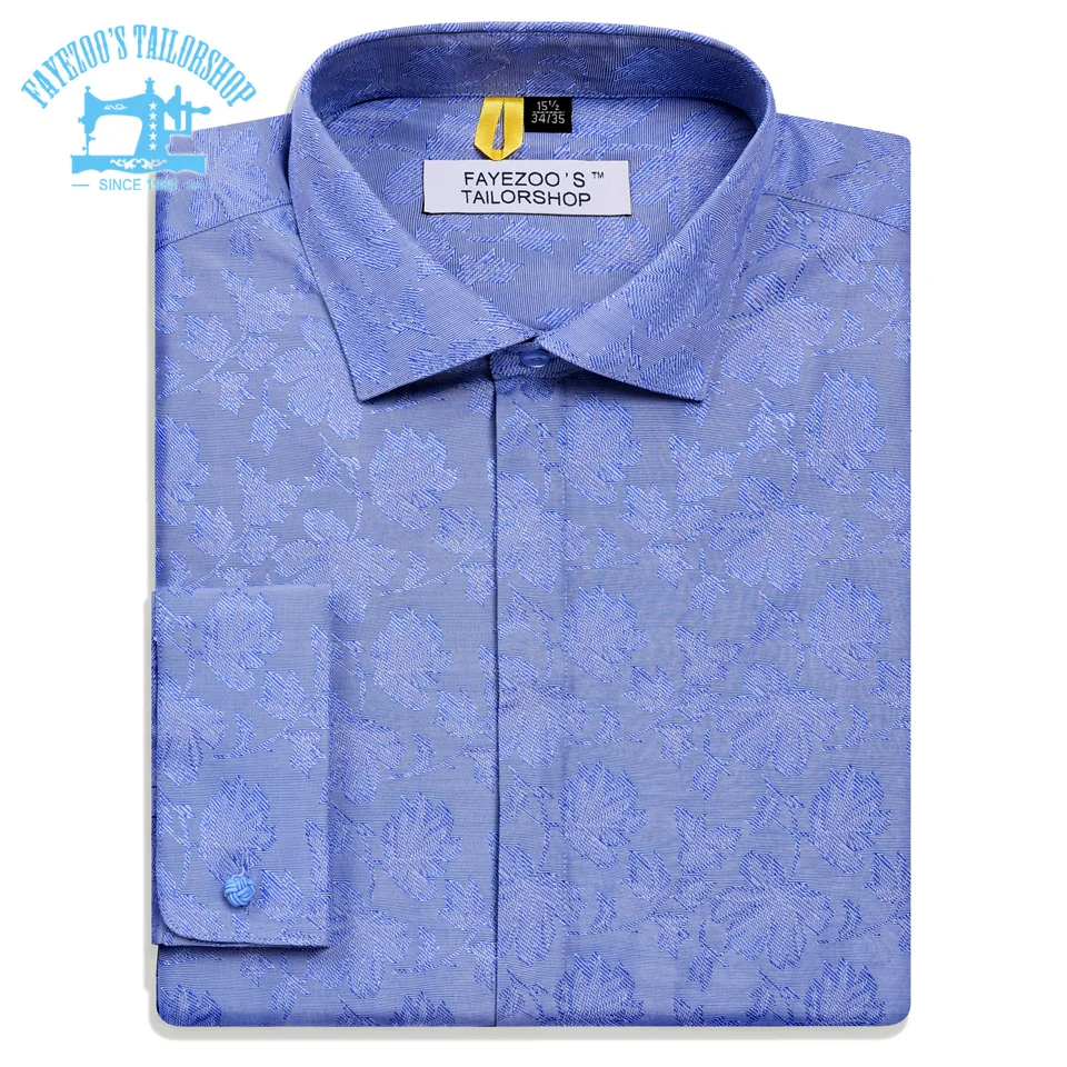 Fayezoo Classic Fit распространение воротник спереди французские манжеты Королевский