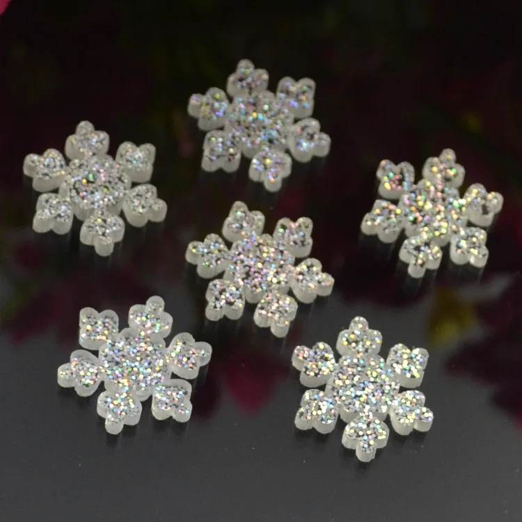 100pcs/lot resin flat back powder snowflake 18mm kawaii cabochons crafts For Hair Cellphone Decoration