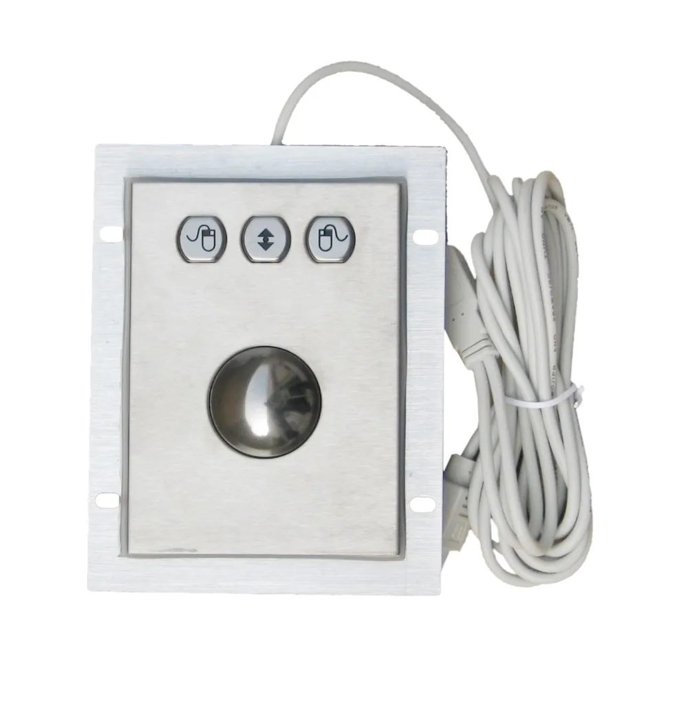 

Panel mount 38mm Metal Trackball Industrial Pointing Device with 3 mouse hexagon key button shape left right middle function