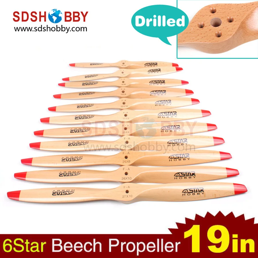 6STARHOBBY Standard Wooden Propeller Beech Propeller 19 8 19 10 for RC Gasoline Drilled Propellers Suiting