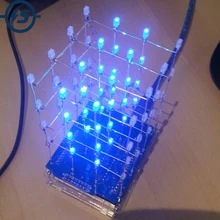 4X4X4 синий светодиодный светильник Cube Kit 3D светодиодный DIY Kit электронный набор для Arduino Smart Electronics СВЕТОДИОДНЫЙ комплект Cube
