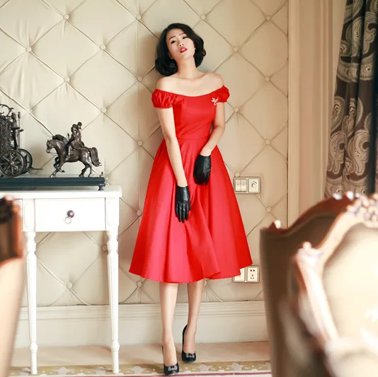 Classic Audrey Hepburn Red/Black Dress 