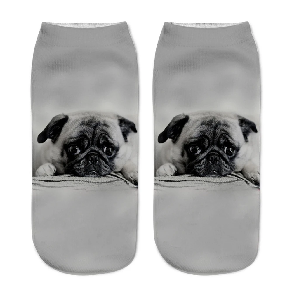 knee high socks 2018 New Cute 3D Print Socks Cool Lovely Dogs Women Ankle Socks Chaussette Animal Socks Art Cotton Hosiery Bad Dog Pug Life Sox knee high socks