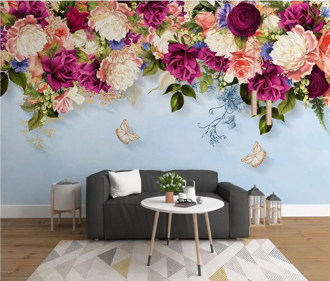 Custom Photo Wallpaper 3d Wallpaper Flower Wall Murals Luxury Wall Papers  Home Decor Hand Painted Rose Floral Wall Mural - Wallpapers - AliExpress
