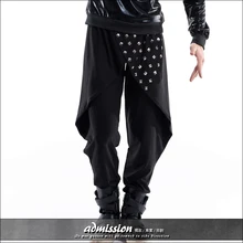 Hombres peluquería cantante remaches Marea pantalón harem rock Street dance pantalones faldas pantalones etapa trajes