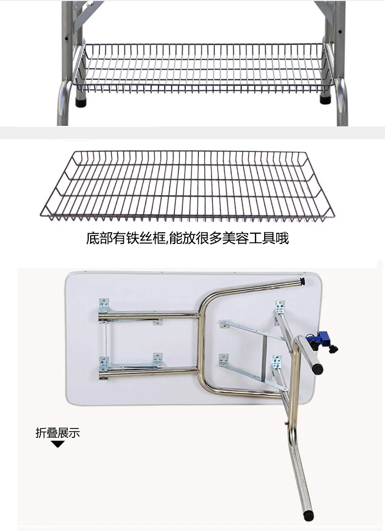 Дешевый складной стол для ухода за домашними животными из нержавеющей стали для маленьких питомцев, портативный Рабочий стол, резиновая поверхность, стол для ванной, голубой, розовый