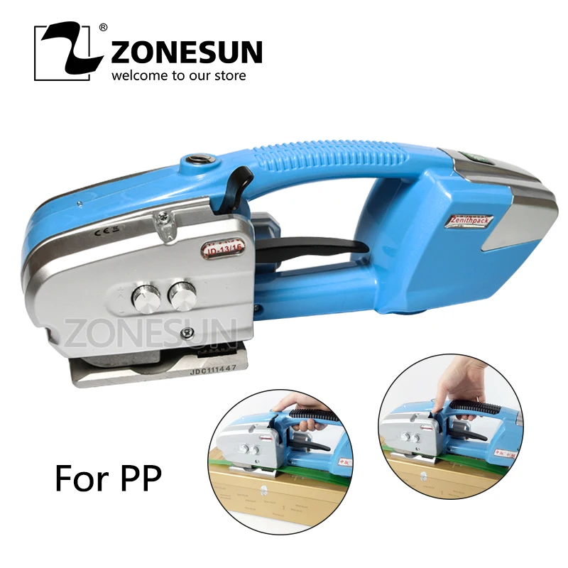 

ZONESUN JD16 Handheld Battery Powered PP Plastic Welded Carton Strapper Electric Strapper Packing Machine For Paper Lumer