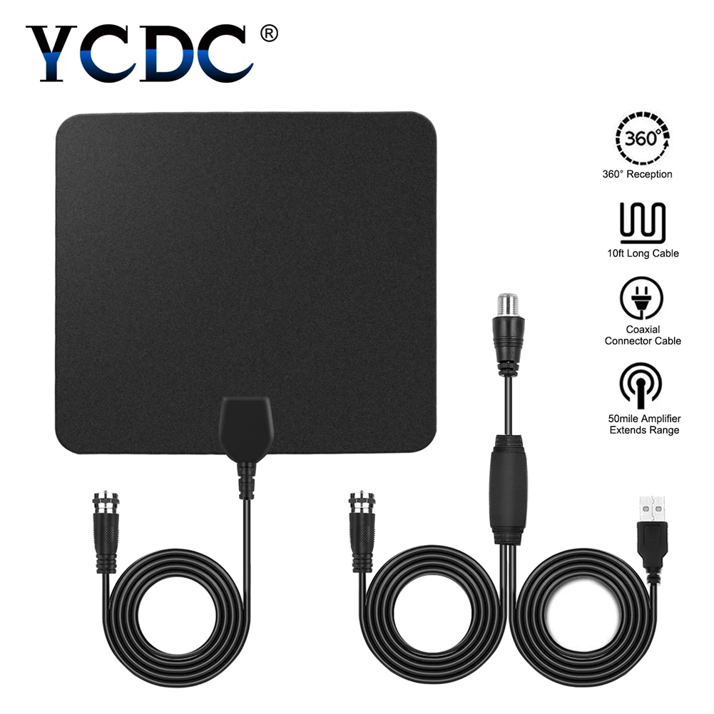 YCDC Black 50 Mile Range digital TV Antenna Signal