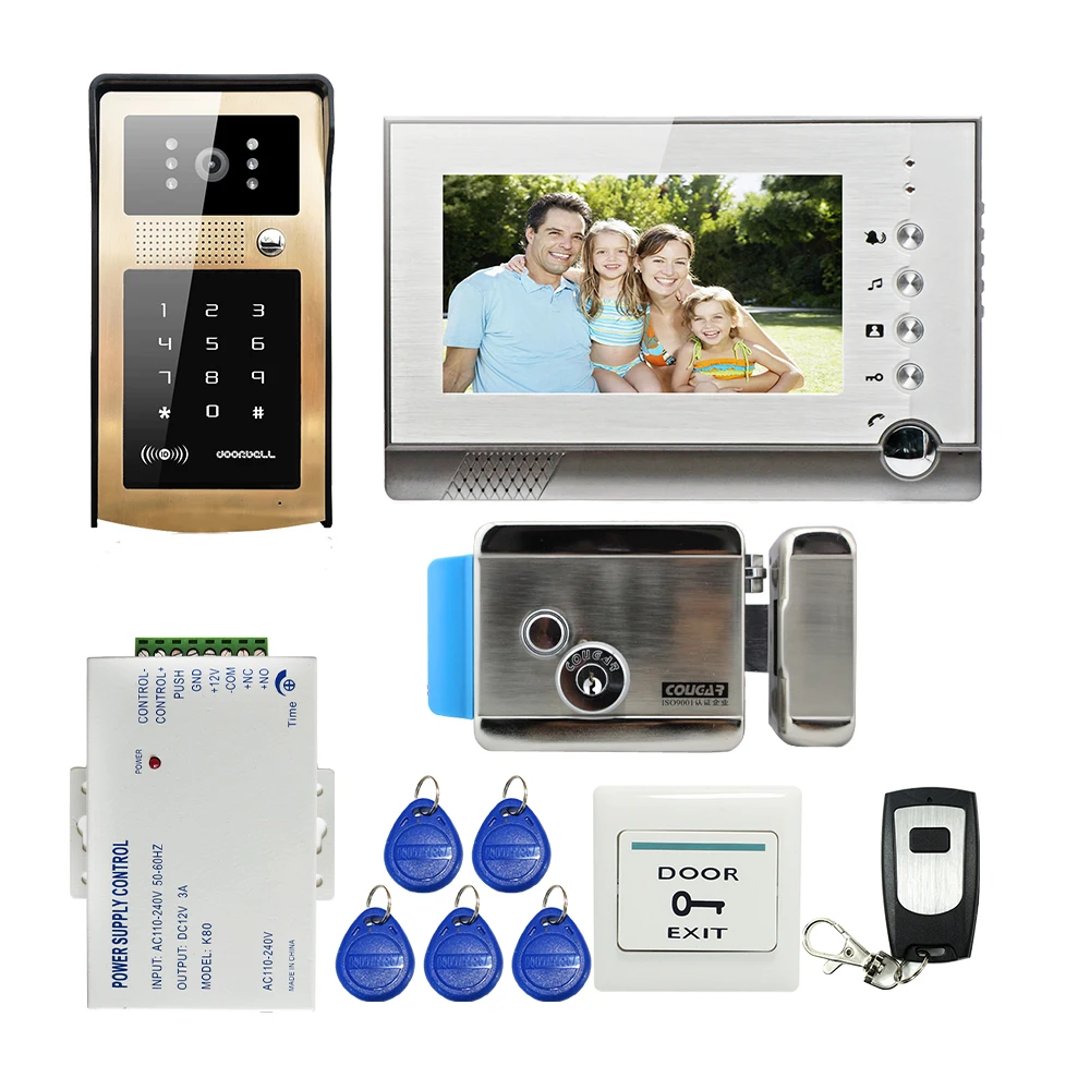 FREE SHIPPING 7 Record Monitor Video font b Door b font Phone Intercom Kit Metal Outdoor