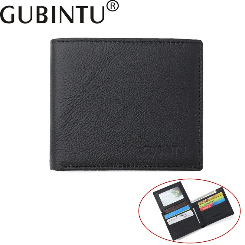 

GUBINTU RFID Genuine Leather Anti-scan wallet men 3 Fold wallets First layer Cowhid Multifunction Anti-theft purse B3063-6