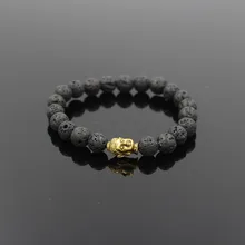 Faitheasy натуральная Лава вулканический камень статуя Будды Бусины в виде голов энергии эластичные браслеты с орнаментами