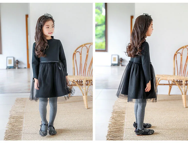 Christmas thick teenage little girls winter dress long sleeve 2017 new kids clothes mesh black red  dress for girls 14 10 12 7 8 9 11 13 years little big girls little girls winter party dress autumn dress girls (4)