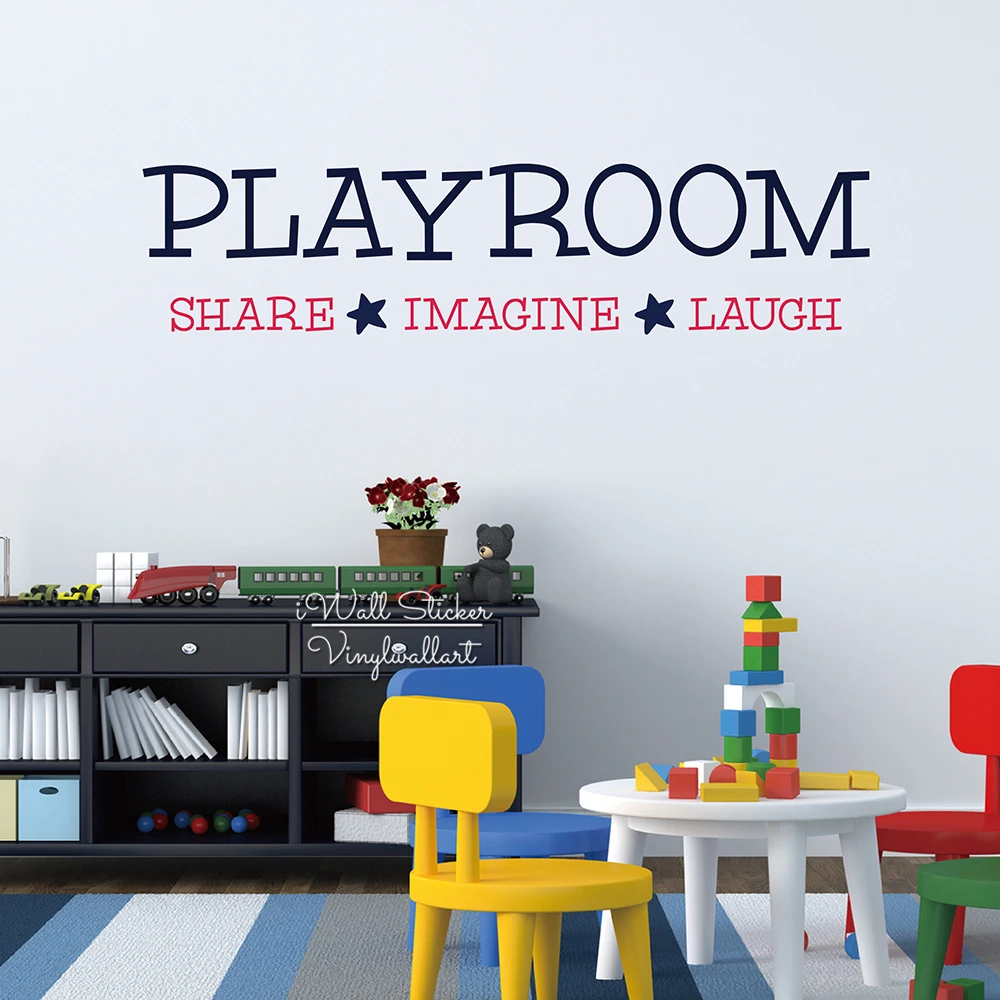 

Playroom Share Imagine Laugh Quotes Wall Sticker Kids Quote Wall Decals DIY Children Room Wall Lettering Quotes Cut Vinyl Q233