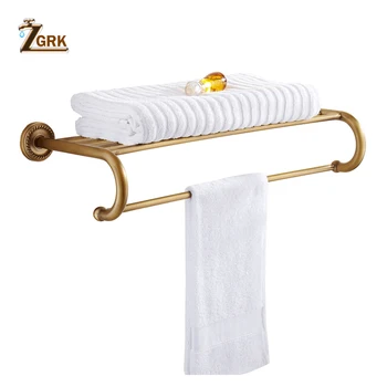 

ZGRK Antique Brass Bath Towel Rack Active Bathroom Towel Holder Double Towel Shelf Bathroom Accessories 96031-MH