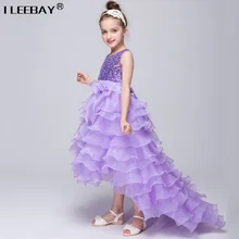 Baby Girl Cake Dress Children Sequined Princess Dress Long Tail Kids Girls Wedding Clothes With bow Teenagers Birthday Costume