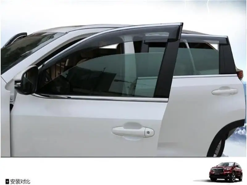 

For Toyota Highlander 2009-2014 2015 2016 Window Visor Vent Shades Sun Rain Deflector Guard Awnings Car Styling Accessories 4pcs