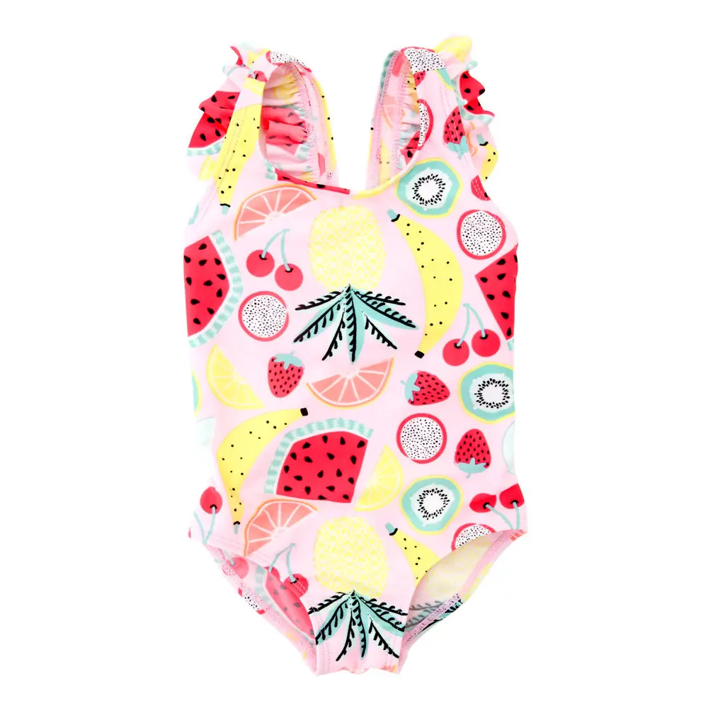 Girls Swimwear 9M-6Years Kids Beach Wear Lovely Fruits Print Baby Swimming Suits Bikini Ruffle Infantil Childs Bathing Suit
