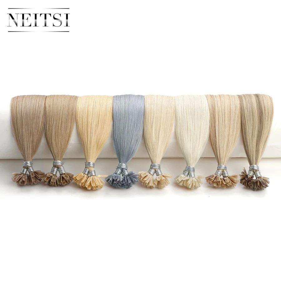 Neitsi Double Drawn Straight Remy Human Fusion Hair Nail U Tip Pre Bonded Capsules Hair Extensions 16" 20" 24" 28" 25/150/200pcs