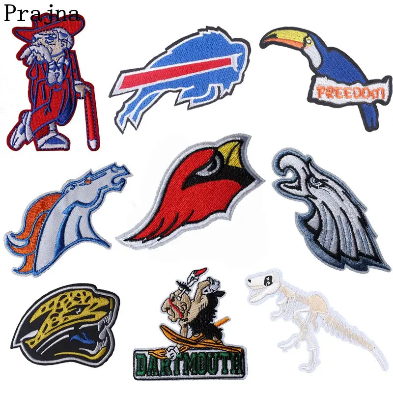 

Prajna Cute Animal Bird Sewing Fabric Patches Seahorse Dinosaur Parrot Embroidered Patches Iron On Clothes Wholesale Washable