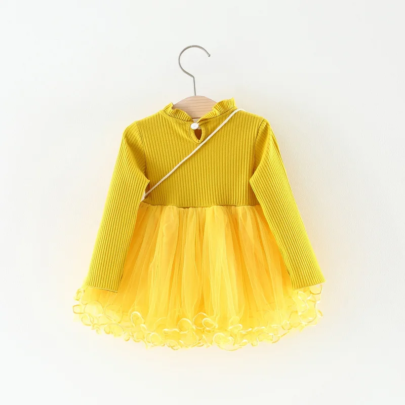 Girls wear spring and autumn new female baby sweet Korean version of the children's lace princess dress