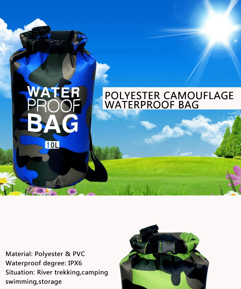 Новый Открытый водостойкий Наплечная Сумка Камуфляж портативный рафтинг водонепроницаемая сумка мешок ПВХ складной парусный спорт сумка