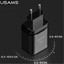 USAMS Brand Quick Travel Charger QC3.0 USB Phone Charger EU for iPhone Over-Voltage Heat Protection Quick Normal Wall Charger