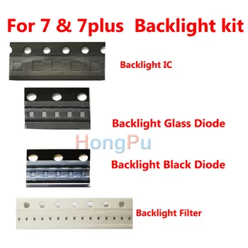 

2sets/lot LED backlight kit for iPhone 7 7plus backlight IC chip diode filters fuses full kit for dim no backlight fix part