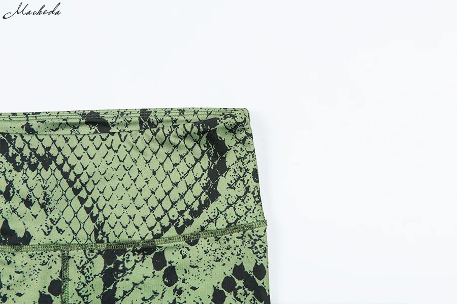 Macheda Женский спортивный эластичный комплект с принтом змеиная кожа из 2 предметов короткий топ и длинные леггинсы штаны