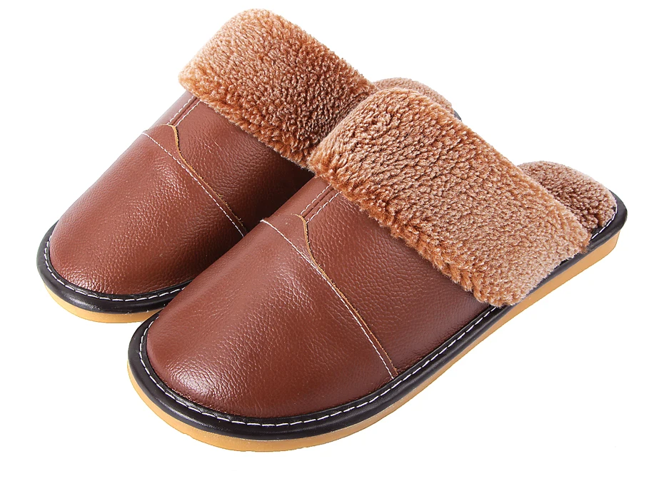 CONYMEE/ зимние мужские тапочки из натуральной кожи; домашняя обувь; кроссовки для мужчин; Плюшевые Теплые повседневные тапки