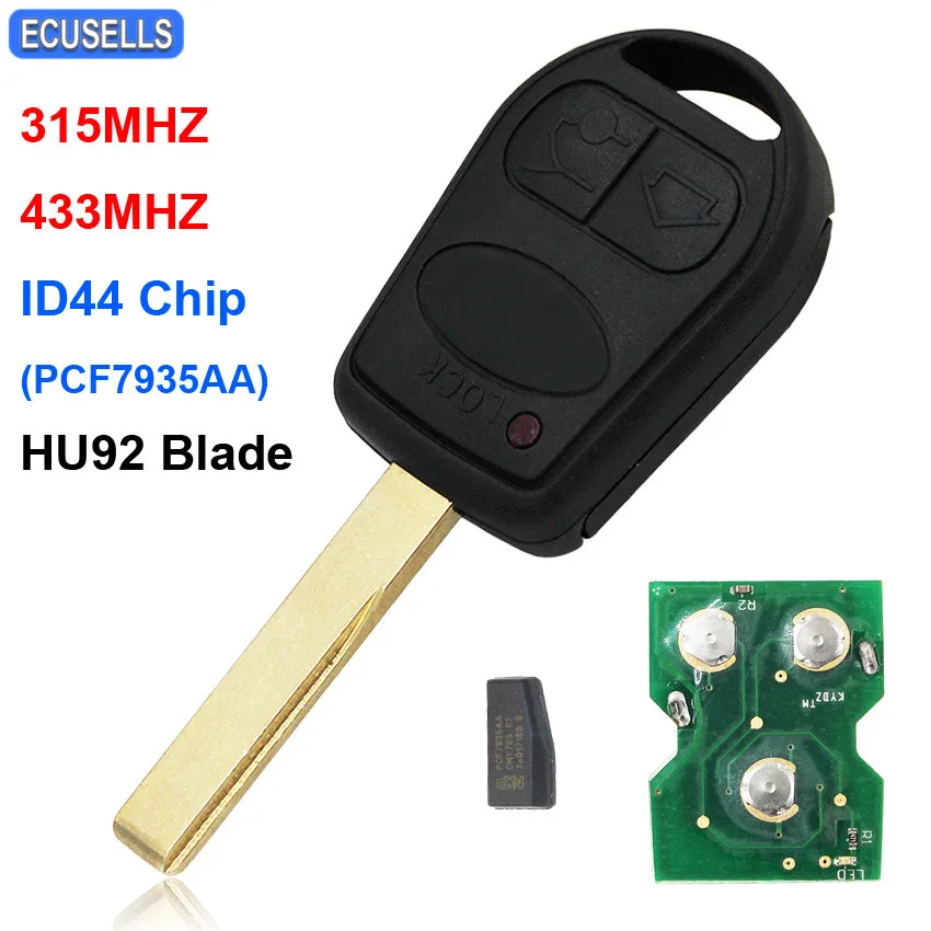 

3 Button Remote Key Smart Car Key 315MHZ or 433MHz ID44 PCF7935 Chip For Land Rover Range Rover L322 VOGUE HSE HU92 Uncut Blade