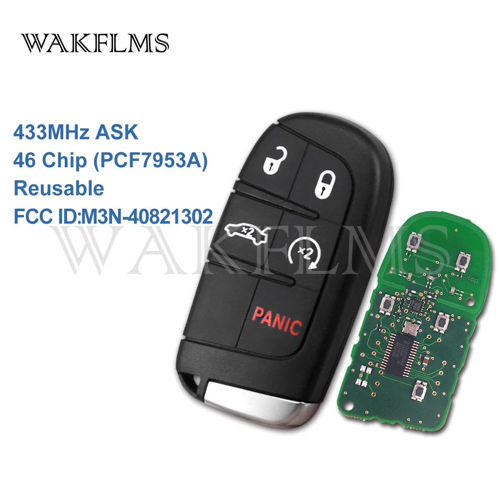 

5 Button Smart Remote Car Key 433MHz for Chrysler Dodge Charger Journey Challenger Durango 300 46 chip M3N-40821302 No Mark