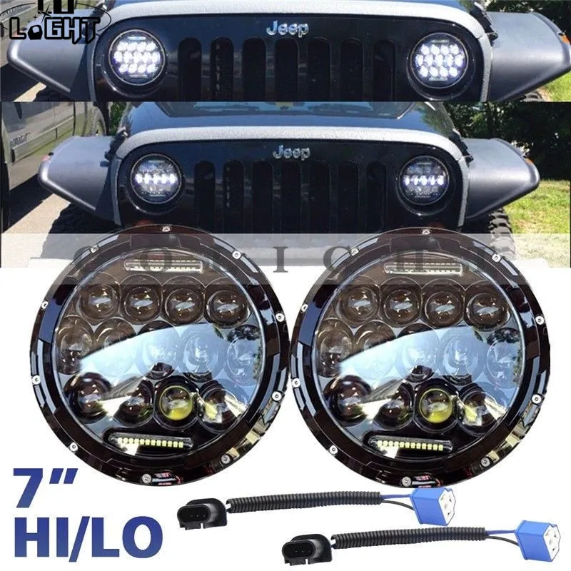 

CO LIGHT 7inch Round Headlight 75W 25W Hi Lo Auto Indicator Light for 1997-2016 4x4 Jeep Wrangler JK Parking Driving DRL 12V 24V