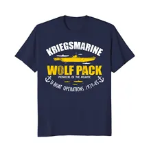 Г. Лидер продаж, футболка WW2 из хлопка с немецкой подводной лодкой-Kriegsmarine Wolf Pack, летняя стильная футболка