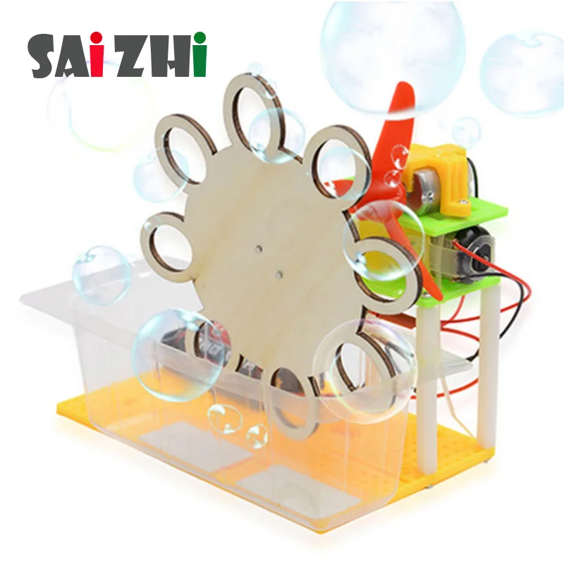 

Saizhi Model Toy Diy Electric Toy Bubble Machine Developing Intelligent STEM Toy Physics Experiments Birthday Gift SZ3205