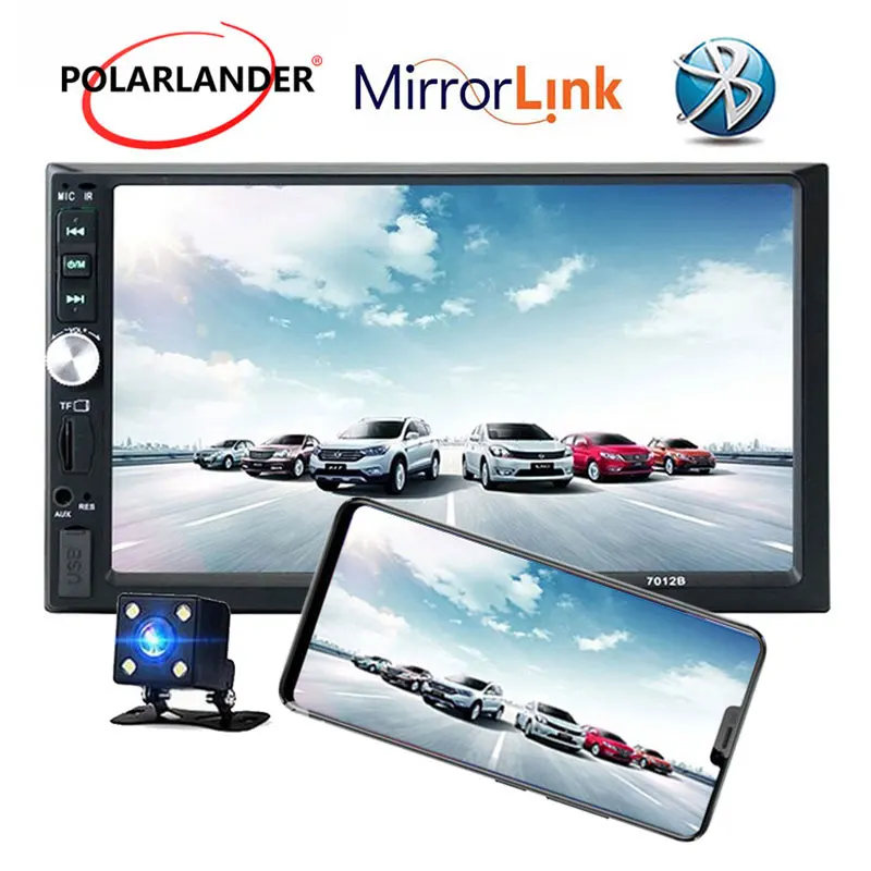

7 inch Rearview Camera Touch screen USB SD AUX FM Bluetooth 12V 2 Din Stereo Car Radio Car Digital MP4 MP5 player Mirror Link