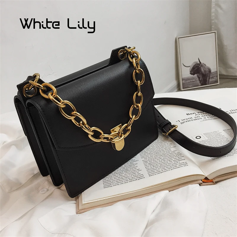 

New Women's Solid Chain Hasp Shoulder Bag Messenger Bag Briefcase Package Ladies Envelope Bag Crossbody Bag
