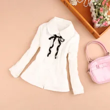 Блузка для девочек детская одежда г. Осенняя детская одежда белая школьная блузка для девочек Детская рубашка из хлопка с милым бантом для детей от 2 до 16 лет