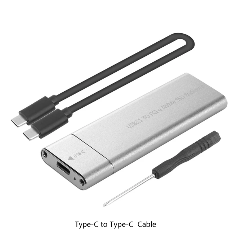 10 Гбит/с USB 3,1 Gen2 к M.2 NVME NGFF диск PCIe SSD корпус NVME M-Key к type C твердотельный накопитель адаптер чехол для NVMe m2 SSD - Color: Sliver C to C cable