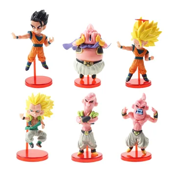 

6pcs/lot Dragon Ball Z Super Saiyan Son Goku Gohan Majin Buu Q Version Dragonball Figurine PVC Action Figure Colection Model Toy