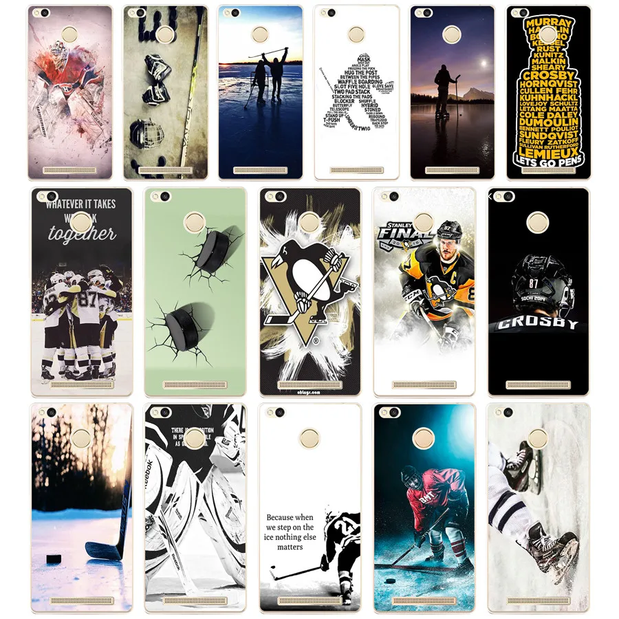 

153DF I love ICE Hockey Hard Transparent Cover Case for Xiaomi Redmi 3S 3Pro 4a 5 plus Note 4 4x 5a 4pro Mi5 mi a1