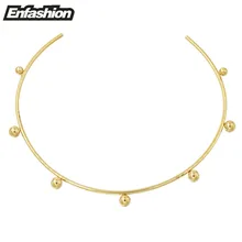 Enfashion bola círculo gargantillas collares colgantes de oro plateado acero inoxidable collar choker collar mujeres gargantilla joyería